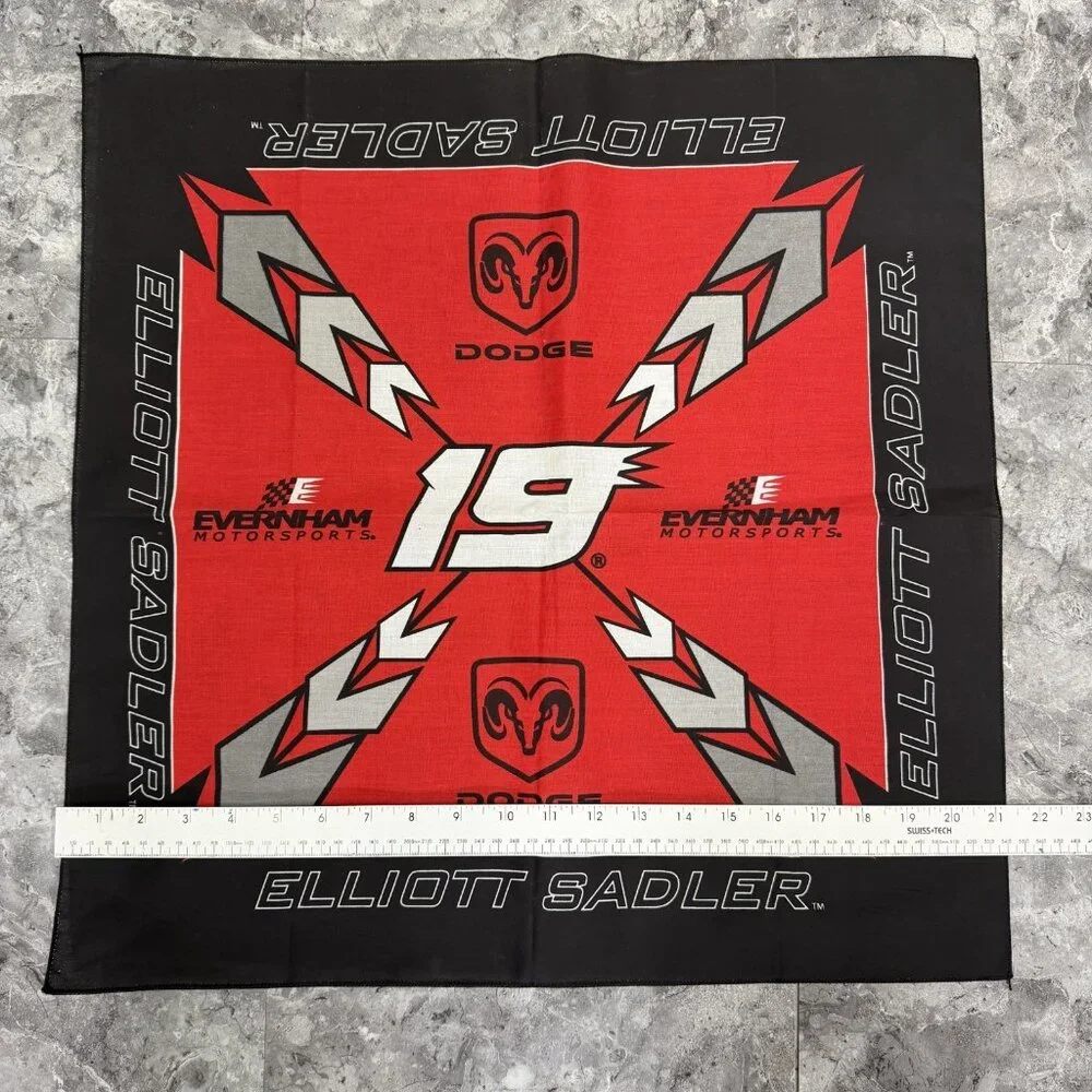 Nascar Elliott Sadler # 19 Dodge Collectible 21" Bandana Red White - Picture 3 of 3